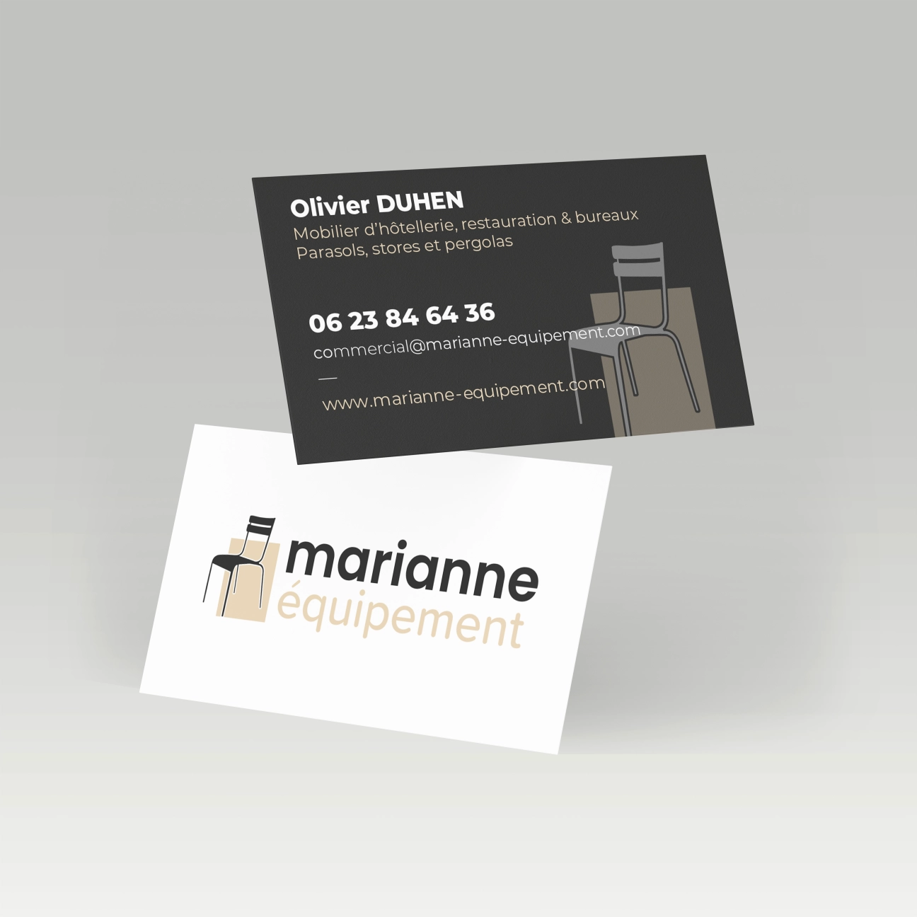 Cr&eacute;ation cartes de visite pour un sp&eacute;cialiste du mobilier de restaurant